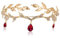 MisFun Elfenkrone, Prinzessin Crystal Crown, Kristallperlen Stirn Kopfschmuck, Vintage Rot Strass Diadem, Tiara für Hochzeit Braut Motto Party Karneval Cosplay Festival Kostüm Zubehör