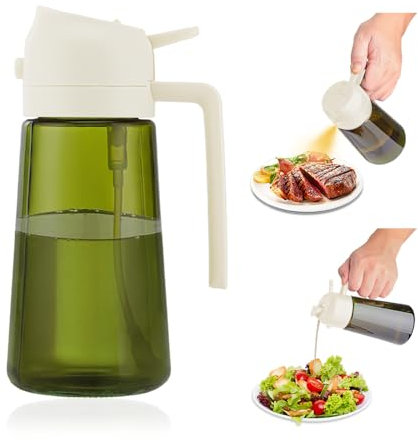 YZROHYI 470 ML Spruzzino Olio 2 in 1,Spruzza Olio Spray Cucina Vetro,Spruzzo Olio Friggitrice Aria,Bottiglia Spray per Olio,Oil Spray,Vaporizzatore Olio Dispenser,Spruzzatore Nebulizzatore Olio