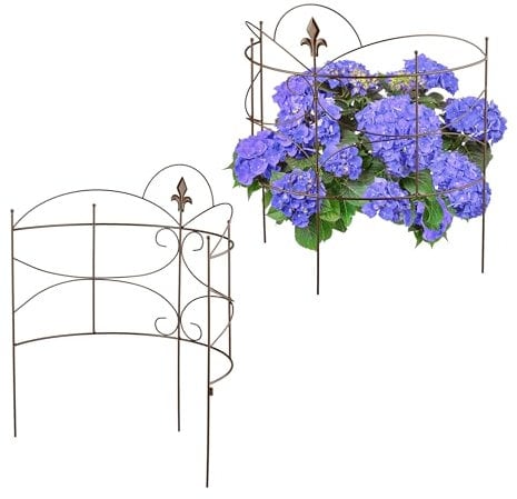 Relaxdays Tuteurs Demi-Cercle, Lot de 2, Supports Semi-circulaires, Plantes et arbustes, hxl: 59,5 x 53 cm, métal, Brun