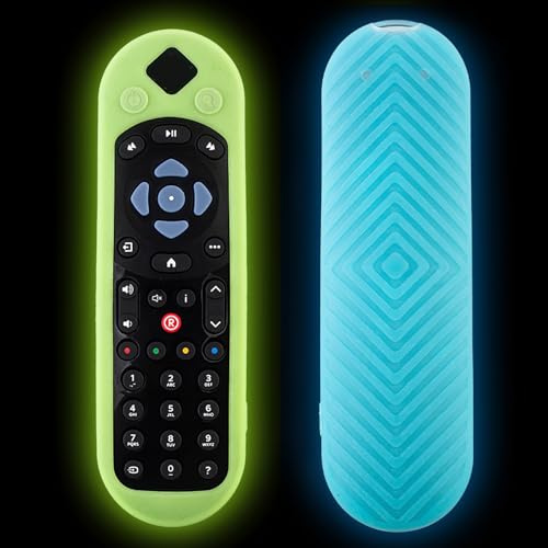 2 Pcs Cover for Sky Q Voice Remote Control SKY135, SKY Q Touch and Non-Touch Remote Control Silicone Protective Case Luminous Sleeve Skin Holder Battery Back Protector with Anti-Lost Lanyard