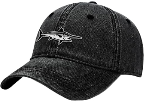 Outdoor Shaping Herren Baseballkappe, Damen Basecap, Unisex Kappe – Verschluss in Einheitsgröße, verstellbar, Freizeit, atmungsaktiv, Klassische Cap mit Schwertfisch Stickerei
