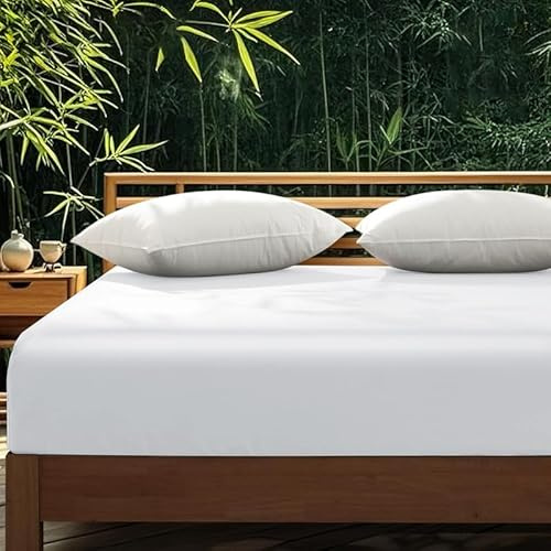 Gezu Mako Satin Spannbettlaken 90x200 Weiß 100% Baumwolle Antibakteriell | Spannbetttücher Boxspringbett Frottee Topper Glänzend Bettlaken Spannbetttuch Baumwolle 90x200 für bis 30cm Matraze