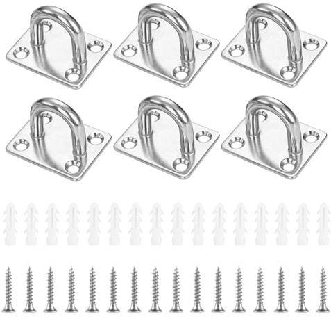 6 Stk Augplatte Edelstahl,M6 Edelstahl Decksplatte,Augplatten Zurröse Deckenöse Ösen Set,Augplatte mit Öse,Wandösen Schwerlast Augenplatte Haken für Boxsack Sonnensegel Befestigung Set, Max. 300 kg