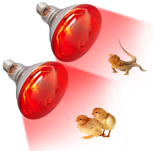 BAIFULAI 2 Stück E27 Infrarot Heizlampe: 250 Watt Wärmelampe Birne, Reptilien Wärmelampe Terrarium, Rotlichtlampe Terrarium für Reptilien Tiere, Säugetiere, Hühnerstall, Kaninchen, Ferkel