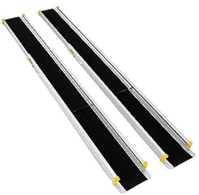 GOPLUS 2 rampas telescópicas para sillas de Ruedas, de Aluminio, rieles Antideslizantes de hasta 270 kg, rampa de Carga Ajustable, Extractor de escaleras (91,5-152,5x19cm) (91,5-152,5 cm)