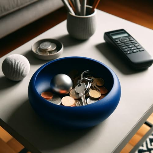Modern Key and Coin Tray: Organiser Bowl (Matt Dark Blue)