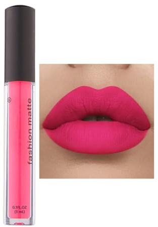 Matte Bright Pink Liquid Lipstick, Waterproof Quick-Drying Full-Coverage Smudge-proof Non-stick Cup Hot Pink Lip Stain, Long Lasting Lipsticks for Women Velvet Lipgloss