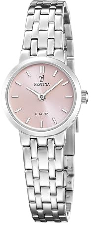 Festina Damenuhr Analog aus Edelstahl 316L | Quarzuhr, Widerstandsfähiges Mineralglas, Wasserdicht 5 ATM, F20746/2, Mademoiselle