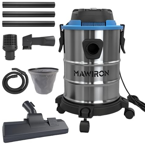3 In 1 Industrial Wet and Dry Vacuum Cleaner, 5400W Powerful Suction Bagless Vacuum Dust Extractor With 4 Caster Wheels, HEPA Filter, Crevice Nozzle, Professional Electric Wet Dry Vac for Workshop