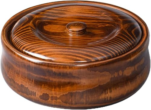 Cuenco de madera con tapa, almacenamiento decorativo de cocina para sopa, cereales y ensaladas