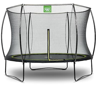 EXIT Toys Silhouette Trampolin - ø244cm - Kompaktes Rundes Gartentrampolin Outdoor für Kinder - Mit Sicherheitsnetz und Fußschutzsystem - Preisgünstig - Sicherer Einstieg - Gute Sprungkraft - Schwarz