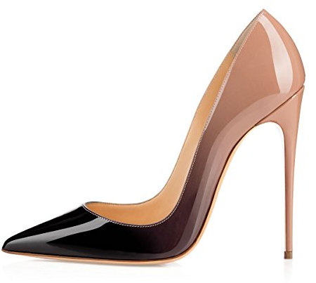 EDEFS Escarpins Femme Multicolore Beige Vernis Talon Aiguille 12 cm Bout Pointu Chaussures Élégantes Confortables Soirée Mariage EU38