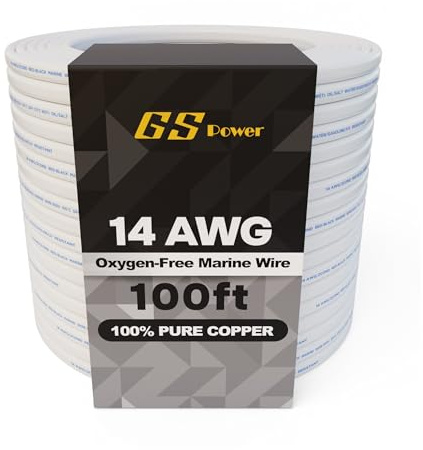 14 AWG (American Wire Gauge) rame stagnato privo di ossigeno OFC Duplex rosso/nero doppio conduttore AC Marine Boat Wire (opzione lunghezza cavo: 15,2 m o 30,5 m), 100', Nero
