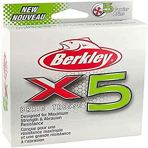Berkley x5 Braid, Lo-Vis-Lenza da Pesca Intrecciata Unisex-Adulto, Verde a Bassa visibilità, 165 YD./10 lb