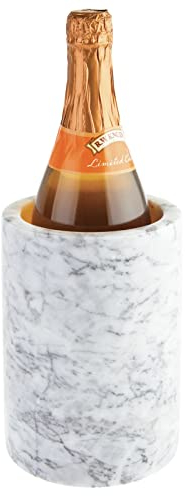 mDesign Wine Bucket — Marble Wine and Champagne Cooler Bucket — Sleek Wine Storage for The Home — White/Grey