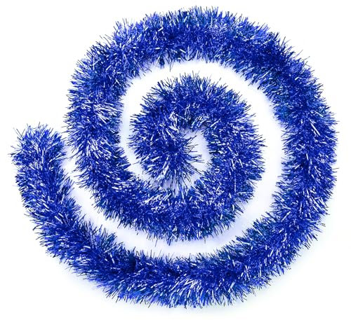 10 Stück 2m Weihnachten Lametta Girlande Twist Glänzend Metallisch Weihnachtsbaum Schmuck Hängende Dekoration für Kranz Hochzeit Geburtstag Party Festival - Blau