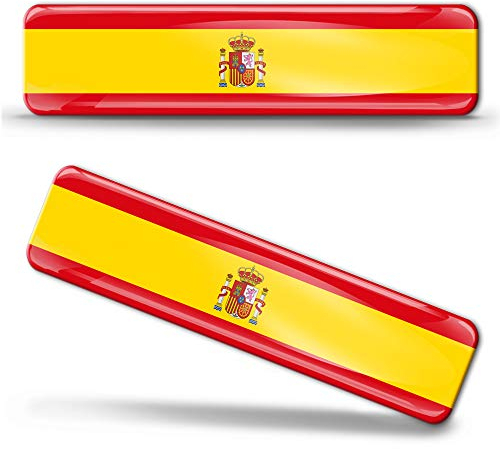 Biomar Labs® 2 pcs 3D Gel Pegatinas Bandera Nacional España Spain Silicona Adhesivo Autos Coches Motos Ciclomotores Bicicletas Ordenador Portátil F 21