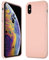 Verco Coque pour Apple iPhone X, Silicone Liquide Souple TPU [Air Cushion] Housse Compatible avec Apple iPhone X/XS Case 5,8 Pouces, Rose