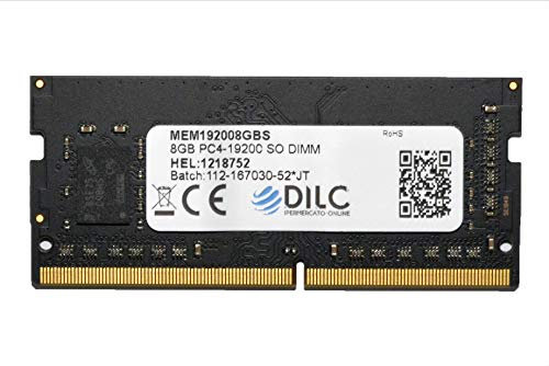 DILC, RAM DDR4 SODIMM 8GB, Memoria RAM per Pc Portatile, 2400Mhz, PC4-19200 (260 Pin), Dual Rank, Compatibile con Computer Portatili/Notebook o Mini Pc con Slot SODIMM, Garantita a Vita, 1024x8