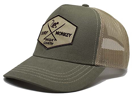 DRESSED IN MUSIC PLAY WITH ME Trucker Origins Baseball Cap verstellbar - Mützen für Männer / Frauen Surf Monkey®, Grün/Beige, One size