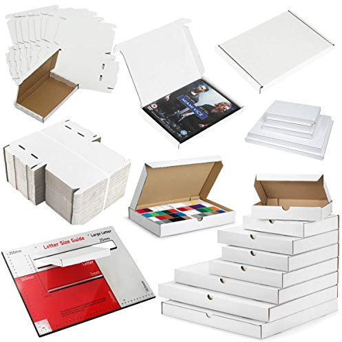 Weißer PIP-Karton, Großbriefkarton, Amazon Ebay Online-Verkäufer, Royal Mail Friendly (C4 (349 x 249 x 24 mm), 5 Stück