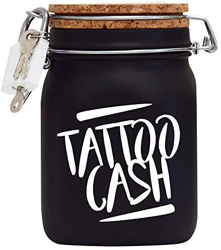 Spardose Tattoo Cash Weiss Geld Geschenk Idee Schwarz L