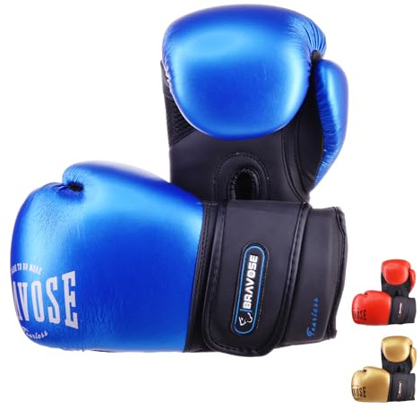 BRAVOSE Fearless Kids Boxing Gloves 4oz, Muay Thai Junior Boxing Gloves for Training, Sparring Mitts Junior Boxers | Ideal for Punching Bag, MMA, Kickboxing for Youth, Children, Boys, Girls - Blue