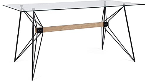 Bizzotto Yellowshop - Tavolo piano in vetro struttura in acciaio cm 160x80 modello PRIMARY