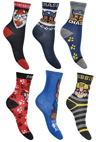 PAW PATROL 6er Pack Jungen Socken Strümpfe vielen verschiedenen Muster und Designs (Mix 13, 31-34)