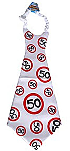 Unbekannt Riesen-Krawatte 50 Geschenk für Männer zum 50. Geburtstag weiß/rot