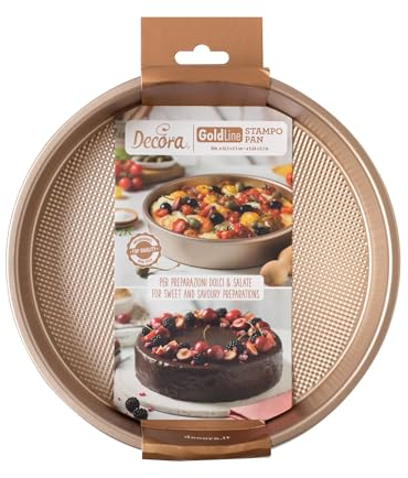DECORA, 0070100 Gold Line Runde Backform Ø 24,5 x 5,08 cm, Ideal für die Herstellung von Backwaren, Antihaftbeschichtet.