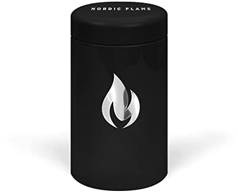 Nordic Flame Design Streichholzdose | gefüllt mit Langen Streichhölzern | nachfüllbar | ideal für Kerzen Kamin Grill oder Zigarre | schwarz | grau | weiß (Schwarz) (Schwarz)