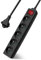 Extrastar Multiprise 5 Prises avec Interrupteur Fiche Plate, Bloc 5 Prises, Rallonge 3m 230 V avec sécurité Enfant, Noir