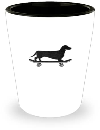 Schnapsglas Party Lustiger Dackel Skateboard Sport
