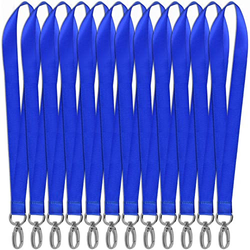 Chstarina 12 Stück Schlüsselband Blau Umhängeband mit Sicherheitsverschluss 45cm Universal Neck Strap Lanyard für Mitarbeiter Studenten Ausweishalter Schlüssel (Blau)