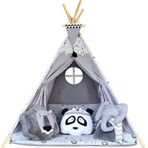 Izabell® Zelt für Kinder Tipi Kinder Spielzelt Teepee Zelt mit Fenster Tipizelt Spielset für Kinder Safari