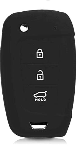 AUTOZOCO Funda Silicona Mando Llave del Coche 3 Botones - Cubrellaves - GuardaLlaves Compatible Hyundai - Silicona Suave Antideslizante - Negro