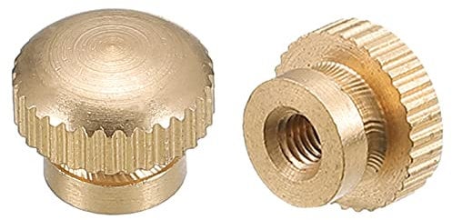 sourcing map Knurled Thumb Nuts, 10pcs M3 x D10mm x H8mm Brass Knurled Nut with Collar High Head Blind Hole Knurled Thumb Nuts for 3D Printer Parts