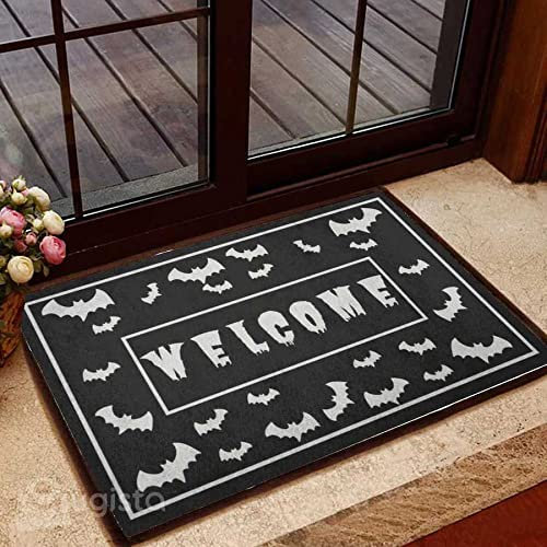 Door Mat Indoor Entrance Porch Welcome Funny Non Slip Rugs Modern Doormat Home Decor Crazy Bats Halloween Welcome Home Decor Housewarming Decor 23.6x15.7 Inch