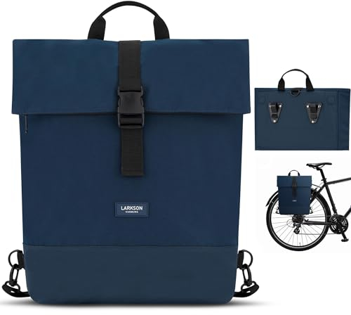LARKSON Fahrradtaschen für Gepäckträger Damen & Herren Dunkelblau - Tammo Bike - 2 in 1 Fahrrad Tasche Rucksack & Gepäckträgertasche Hinten - Wasserabweisend