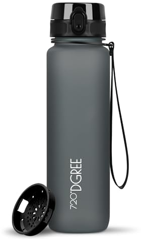 720°DGREE Trinkflasche 1l Sport “uberBottle“ softTouch +Sieb - BPA-Frei - Wasserflasche für Uni, Arbeit, Fitness, Fahrrad, Outdoor, Job - Sportflasche aus Tritan - Leicht, Stoßfest, Wiederverwendbar