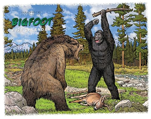 Bigfoot Kalender 2024–12 Monate Wandkalender – 27,9 x 48,3 cm geöffnet – ideal für das Büro oder die Kabine – lustiges Geschenk für Fans von Sasquatch, Cryptids und dem Unbekannten