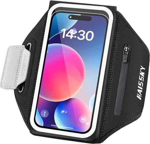 Sportarmband Mit Kopfhörer Tasche (3D Design) Handy-Armbandhalter zum Laufen Handytasche Joggen Sportarmband für iPhone 16/15/ 14/13/ 12 Pro Max Samsung Galaxy S22/S21 Handytasche joggen