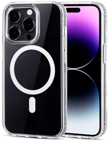 JProtect für iPhone 14 Pro Hülle für Magsafe (TOP Schutz & Magnetkraft) Magnetische Handyhülle Transparent für iPhone 14 Pro - Hülle Magnet für MagSafe Zubehör Case Stoßfest