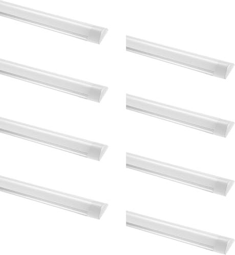 papasbox Paquete de 8 tubos de luz LED de techo de 30W, 90cm, 3600LM, tira de luz blanca fría, 6500K, tubo de luz LED para bañera, para baño, sala de estar, cocina, garaje, almacén, taller, sótano