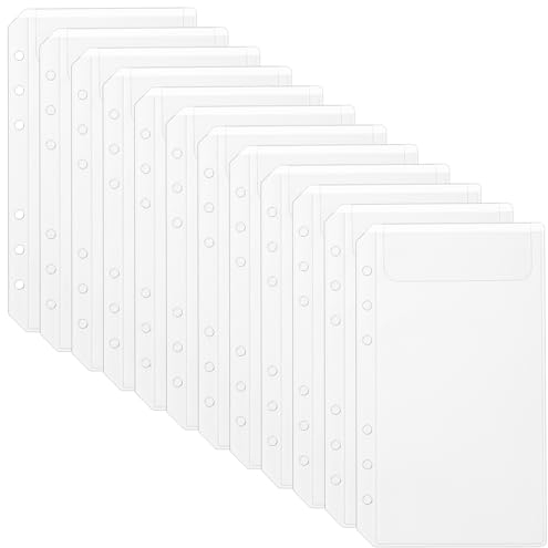 luvtree Klarsichthülle im A6-Format mit Einsteckfach aus PVC, reißverschlussloser 6-Loch-Einsteckumschlag für die Planung, Umschlag für Geldbudget, 6-Ring-Ordnerkartenhalter. 12 Stück