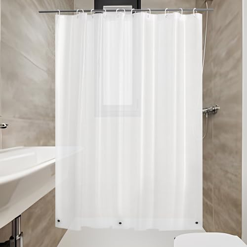 ABSENK Kurzer Duschvorhang, 152,4 cm Länge, robuster PEVA-Kunststoff, 72 x 60 cm, Duschvorhang mit Magneten, seidig mattiert, 183 x 152 cm