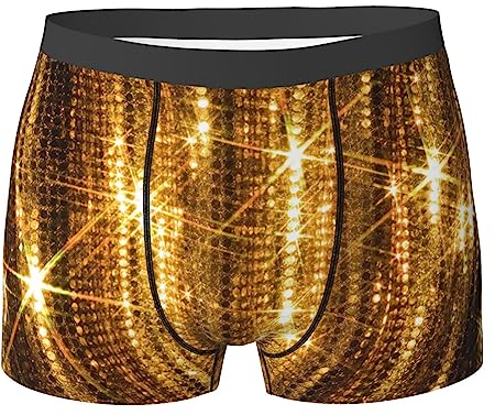 Gold Pailletten Sparkle Ultimate Comfort Herren Boxershorts - Stretch Baumwolle Unterwäsche für Alltag und Sport, Goldfarbene Pailletten, Medium