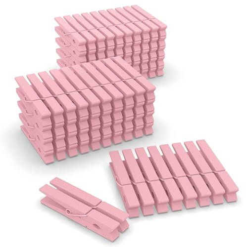 Alfileres de madera de colores, paquete de 100 pinzas de ropa de color rosa, pinzas de ropa coloridas para manualidades, colgar fotos, baby shower, aula, clips de ropa de color de 2.9 pulgadas