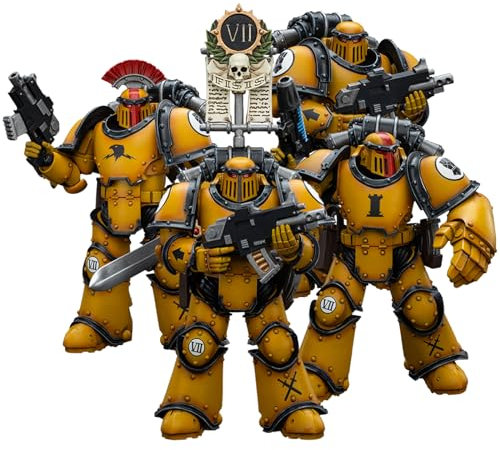 JOYTOY JT9046+JT9053+JT9060+JT9077 Warhammer 40K The Imperial Fists, Imperial Fists Legion MkIII Tactical Team Vier Personen Gruppe 1/18 Action Figuren Set